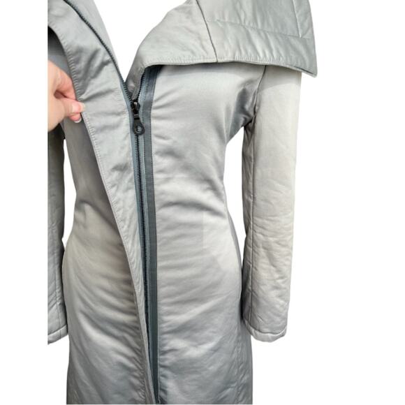 Vintage Searle silver gray trench coat wide collar winter belted parka puffer - Picture 7 of 13